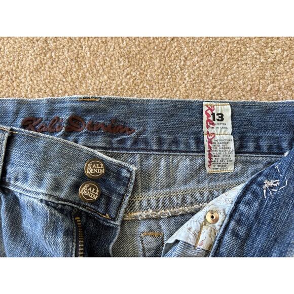 Kali Denim Jean Mini Skirt Beaded Embroidery Sequin Details Size 13 - Picture 3 of 3